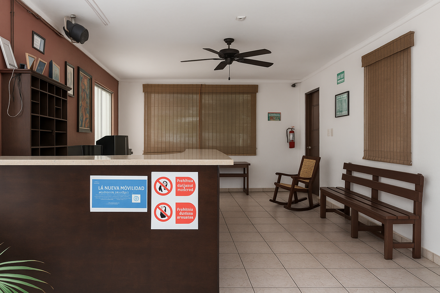 Recepción del hotel con diseño moderno y acogedor